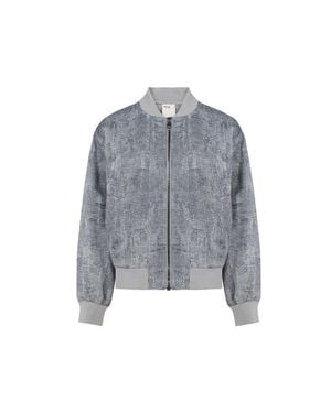 Pcfg Linen Blend Free Heaven Ripped Look Bomber Jacket - Blue