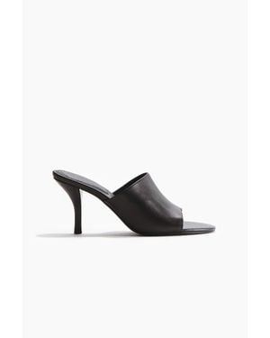 H&M Heeled Leather Sandals - Black