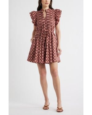 Caslon Ruffle Tie Waist Dress - Red