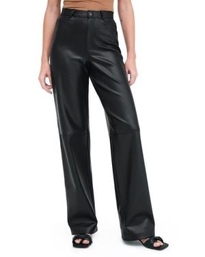MARCELLA Faux Leather Wide-Leg Pants - Black