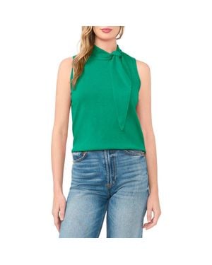 Cece Tie Neck Sweater Tank - Green