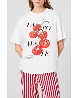 French Connection La Tomate Oversize Cotton Graphic T-Shirt - Red