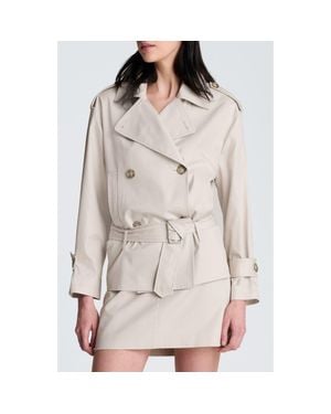 Kenneth Cole Double Breasted Short Trench Coat - Gray