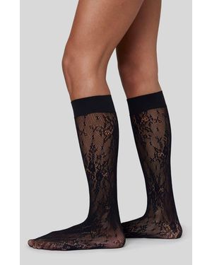Swedish Stockings Rosa Lace Knee High Socks - Black