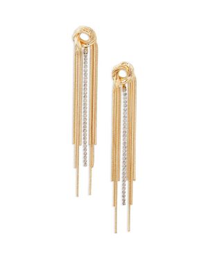 Open Edit Crystal & Chain Drop Earrings - Metallic