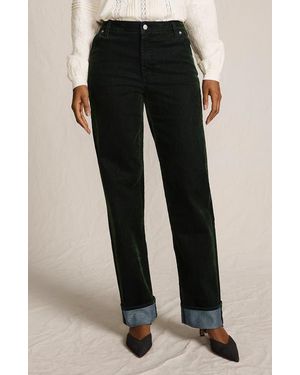 Lands' End Flocked Denim Mid Rise Relaxed Straight Leg Cuff Jeans - Black