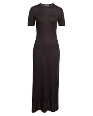 Ferragamo Straight Cut Sheer Cashmere, Wool & Silk Maxi T-Shirt Dress - Black