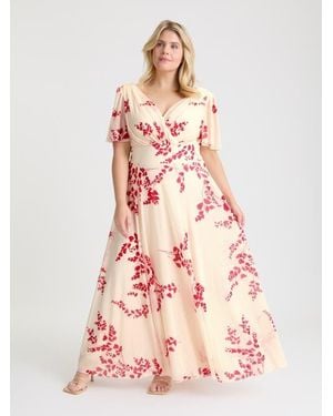Scarlett & Jo Isabelle Short Sleeve V-Neck Maxi Dress - Pink