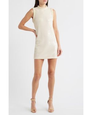 French Connection Sadie Sequin & Beaded Sweater Minidress - Natural