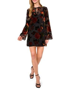 Ted Baker Floral Velvet Burnout Long Sleeve Minidress - Black