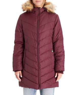 Modern Eternity Maternity Modern Eternity Faux Fur Trim Convertible Puffer 3-In-1 Maternity Jacket - Red