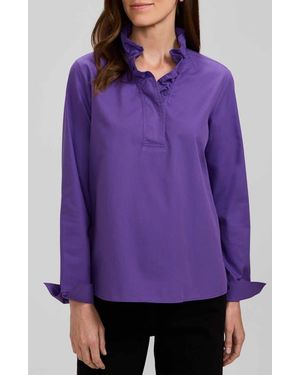 Foxcroft Tammy Ruffled Cotton Popover - Purple