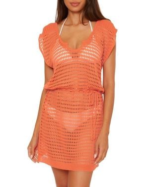Becca Playa Open Stitch Cover-Up Minidress - Orange