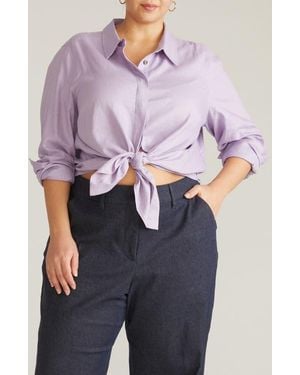 UNIVERSAL STANDARD Elbe Long Sleeve Button-Up Shirt - Purple