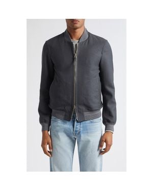 Tom Ford Two-Way Zip Lightweight Wool & Silk Bomber Jacket - Black