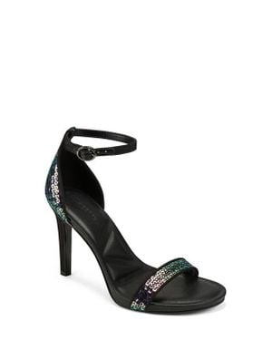 KARL LAGERFELD Kenz Sequin Ankle Strap Sandal - Black