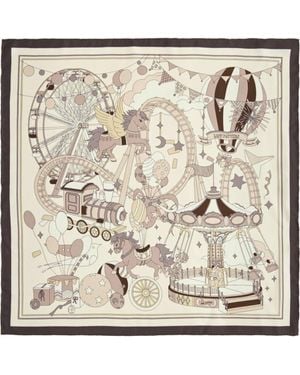 Lost Pattern Pop Pony Silk Twill Bandana Scarf - Natural