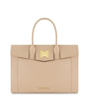 Mac Duggal Plated Hardware Large Leather Briefcase Bag - Natural