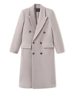 Mango Double Breasted Virgin Wool Blend Coat - Gray