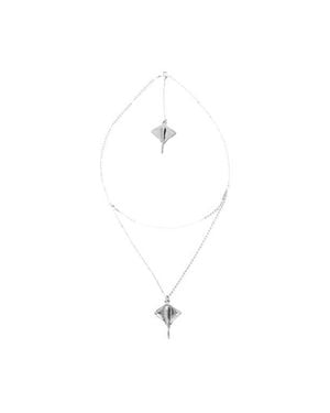 Uno De 50 Sterling Plated Short Double Chain Pendant With Manta Ray - Blue
