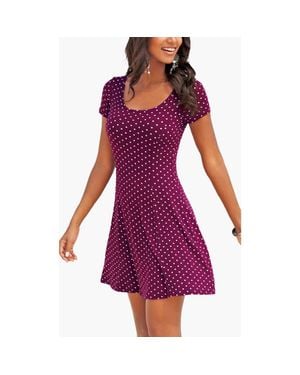 Lascana Polka Dot Print Dress - Purple