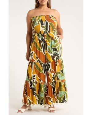Sugarlips Renia Tropical Eve Strapless Jumpsuit - Metallic