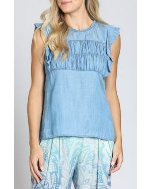 Apny Flutter Sleeve Top - Blue