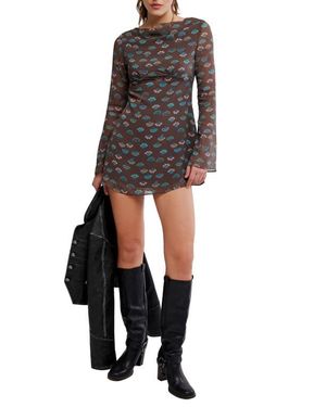 Free People Jolie Printed Minidress - Black