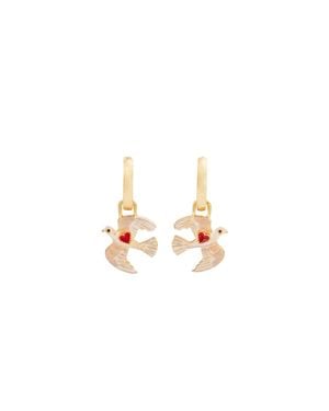 Fable England Love Dove Huggie Earrings - Metallic