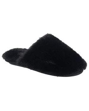 Nine West Faux Fur Closed Scuff Slipper - Black
