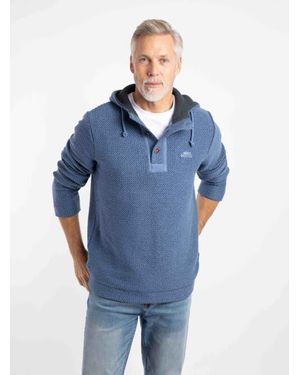 Weird Fish Bakersfield Button Neck Hooded Fleece - Blue