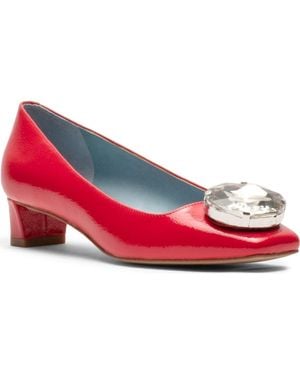 Frances Valentine Mary Embellished Square Toe Pump - Red