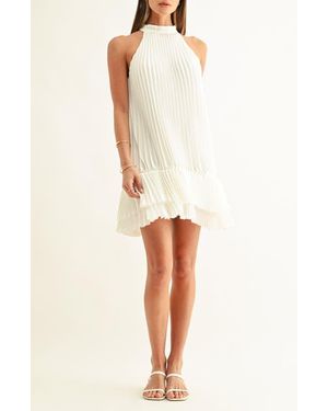 Adelyn Rae Brielle Pleated Trapeze Minidress - White