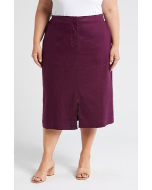 UNIVERSAL STANDARD Wooster Linen Blend Pencil Skirt - Purple