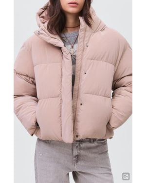 MANGO TEEN Hooded Puffer Jacket - Pink