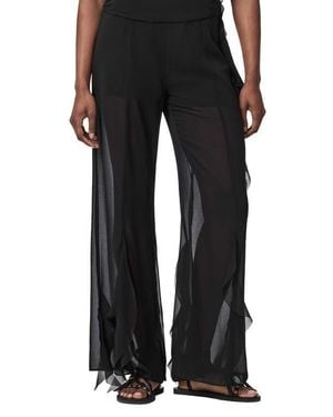 AllSaints Minna Ruffled Wide Leg Pants - Black