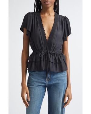 Ramy Brook Emberly Peplum Shirt - Blue