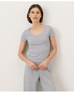Pact Organic Cotton Pointelle Scoop Neck Tee - Gray