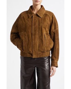 Nour Hammour Dalma Relaxed Suede Jacket - Brown