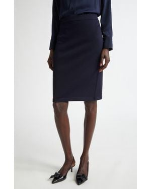 St. John Santiago Sweater Knit Skirt - Blue