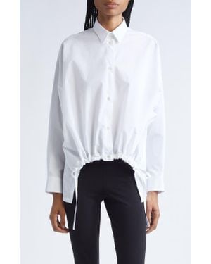 Emporio Armani Oversize Cotton Poplin Button-Up Shirt - White