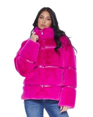 Blue Revival Mob Wife Unreal Leather Fur Jacket - Pink