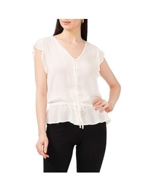Chaus Flutter Sleeve Button-Up Blouse - White