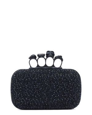 McQueen Skull Crystal Embellished Four-Ring Box Clutch - Blue