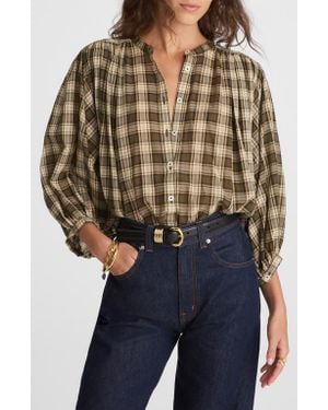 Madewell Balloon Sleeve Cotton Button-Up Top - Black