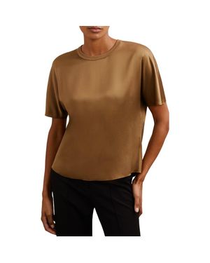 Reiss Lena Silk Top - Brown