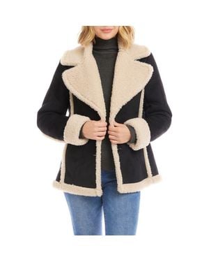 Karen Kane Faux Suede & Faux Shearling Trim Jacket - Multicolor