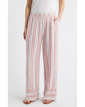 Cloth & Stone Stripe Linen Blend Wide Leg Pants - Pink