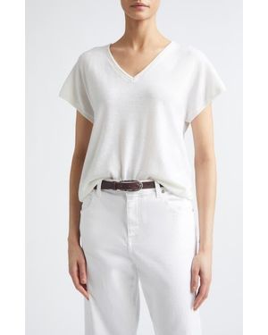 Eleventy V-Neck Wool Blend Sweater - White