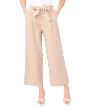 Cece Bow Tie Waist Ankle Wide Leg Pants - Natural
